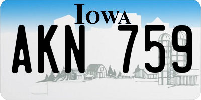 IA license plate AKN759