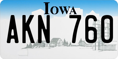 IA license plate AKN760
