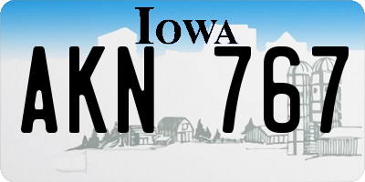 IA license plate AKN767
