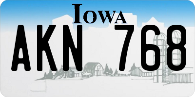 IA license plate AKN768