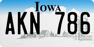 IA license plate AKN786