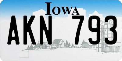 IA license plate AKN793