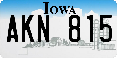 IA license plate AKN815