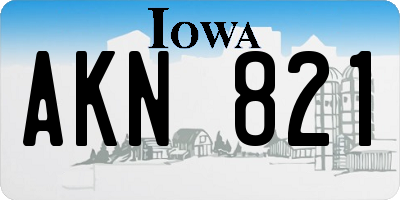 IA license plate AKN821