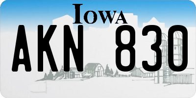 IA license plate AKN830