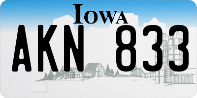IA license plate AKN833