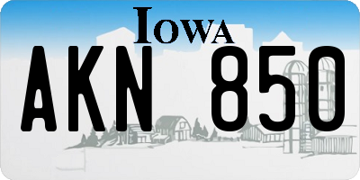 IA license plate AKN850