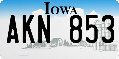 IA license plate AKN853
