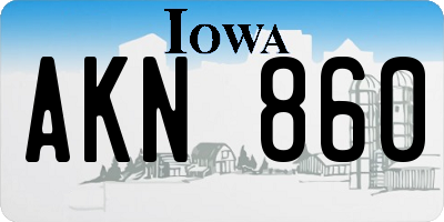 IA license plate AKN860