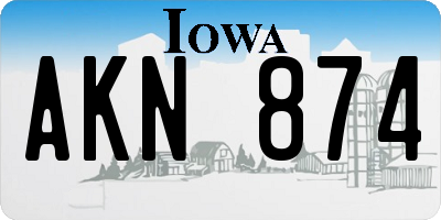 IA license plate AKN874