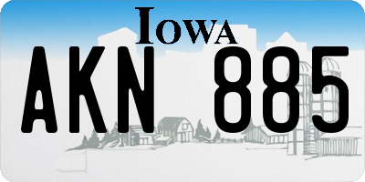 IA license plate AKN885