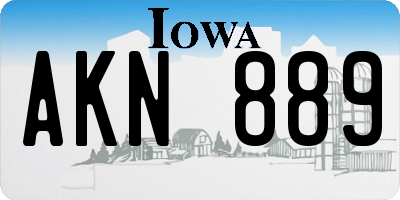 IA license plate AKN889