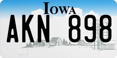 IA license plate AKN898