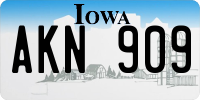 IA license plate AKN909