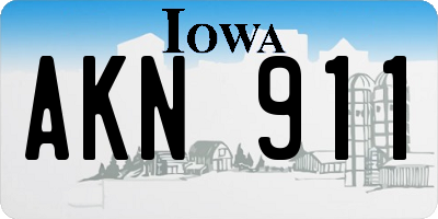 IA license plate AKN911