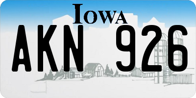 IA license plate AKN926