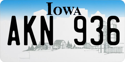 IA license plate AKN936