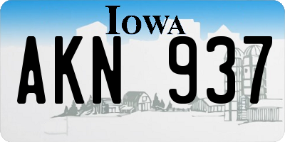 IA license plate AKN937