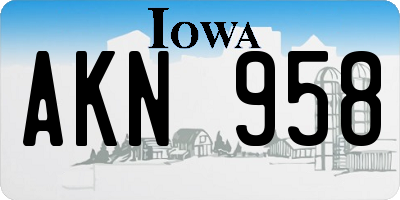 IA license plate AKN958