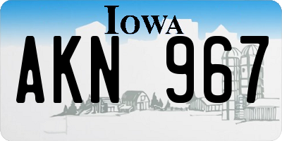IA license plate AKN967