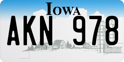 IA license plate AKN978