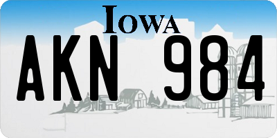 IA license plate AKN984