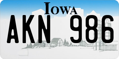IA license plate AKN986