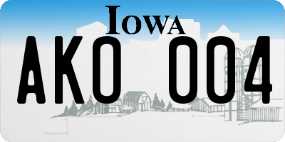 IA license plate AKO004