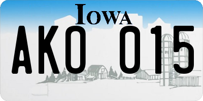 IA license plate AKO015