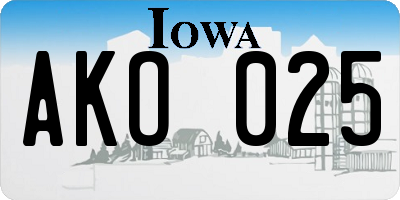 IA license plate AKO025