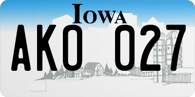 IA license plate AKO027