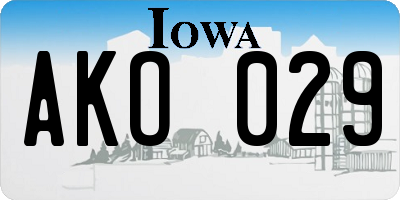 IA license plate AKO029