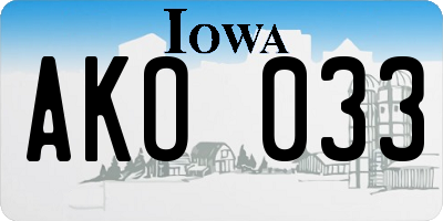 IA license plate AKO033