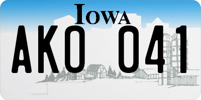 IA license plate AKO041
