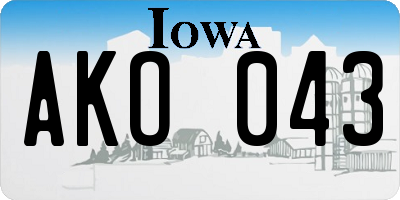 IA license plate AKO043