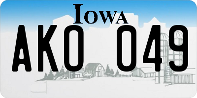 IA license plate AKO049
