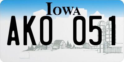 IA license plate AKO051