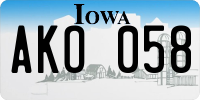 IA license plate AKO058