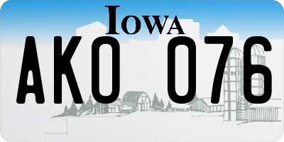 IA license plate AKO076