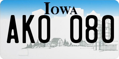 IA license plate AKO080