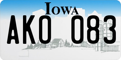 IA license plate AKO083