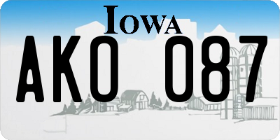 IA license plate AKO087