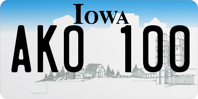 IA license plate AKO100