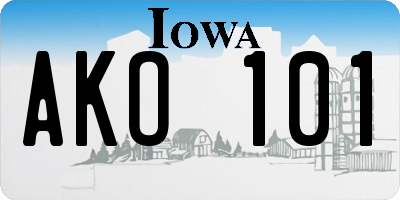 IA license plate AKO101
