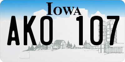 IA license plate AKO107