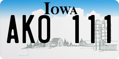IA license plate AKO111