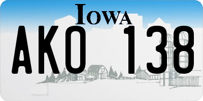 IA license plate AKO138