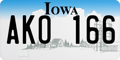 IA license plate AKO166