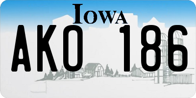 IA license plate AKO186