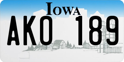 IA license plate AKO189